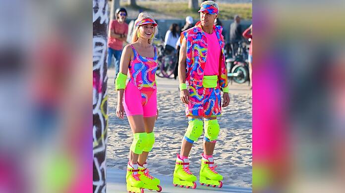Hingucker in Los Angeles: Margot Robbie und Ryan Gosling als Barbie und Ken.