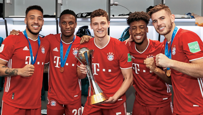 Bayerns French Connection (v.l.): Corentin Tolisso, Bouna Sarr, Benjamin Pavard, Kingsley Coman und Lucas Hernández.
