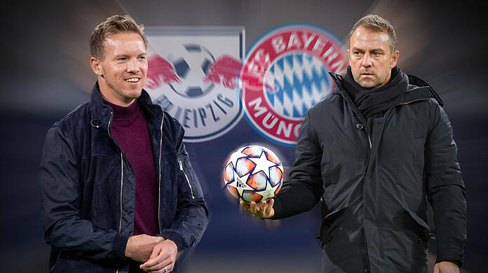 Hansi Flick gastiert am Samstag mit dem FC Bayern bei Julian Nagelsmanns RB Leipzig.