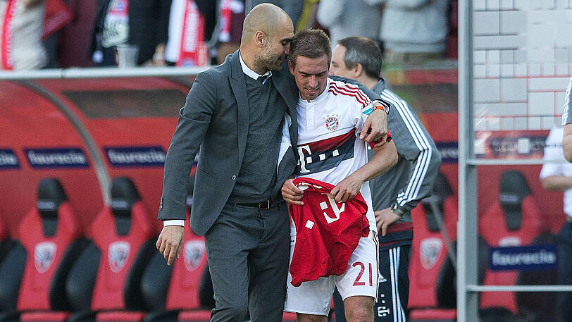 Der (damalige) Trainer und sein Kapitän: Pep Guardiola und Philipp Lahm.