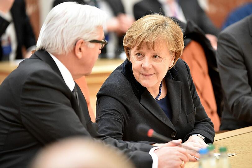 Merkel und Steinmeier beim Ukraine-Gipfel in Minsk.