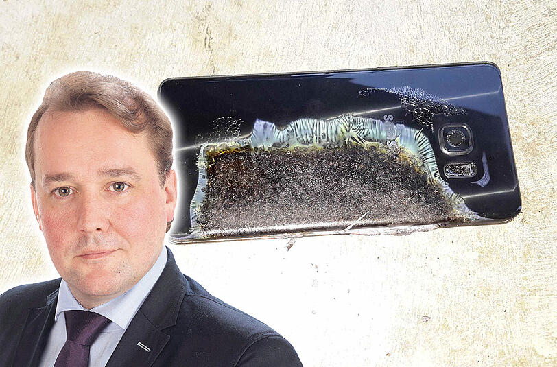 Ein Galaxy Note 7 welches in Flammen aufgegangen ist. AZ-Korrespondent Torsten Henke über den Smartphone-Gau.