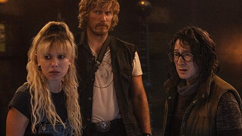 Volle Star-Power für "The Electric State": Millie Bobby Brown, Chris Pratt und Ke Huy Quan (v.l.n.r.).