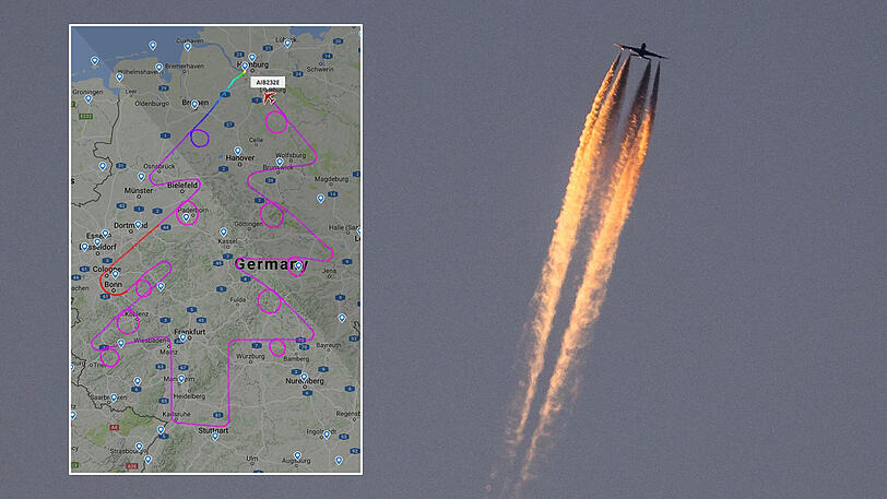 Während eines Testflugs des A380 flog der Pilot die Route in Form eines Weihnachtsbaumes.