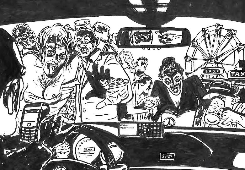 Graphic Novel: Frank Schmolke -  "Nachts im Paradies" München ist schön, keine Frage. Irgendwann aber wird es auch im Paradies dunkel, und dazu muss noch nicht einmal die Nacht hereinbrechen. Es genügt schon, wenn man zu den nicht ganz so Erfolgreichen zählt wie Taxler Vincent. Der erlebt im Zeitraffer alles, was man sonst gerne übersieht: vom hilflos zugedröhnten Partygirl bis zum geilen Geizkragen ohne jeden Genierer. Und an manchen Oktoberfesttagen sieht Vincent eh nur noch wankende Zombies. Der Münchner Zeichner Frank Schmolke hat all das in einen mitreißenden Comic-Roman gepackt &ndash; und weiß, wovon er erzählt. Bis vor ein paar Jahren ist der 52-Jährige selbst Taxi gefahren, er kennt die Stadt von ihren charmanten und ätzenden Seiten. Zwischen Wiesnrausch und Ernüchterung ist "Nachts im Paradies" ein echtes Stück München und unsere Graphic Novel des Jahres.