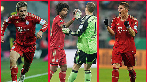 Werden von Sport-Vorstand Matthias Sammer stets als Führungsspieler herausgehoben: Rechtsverteidiger Philipp Lahm, Innenverteidiger Dante, Torwart Manuel Neuer und Mittelfeldmotor Bastian Schweinsteiger.