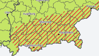 Der DWD warnt vor Unwetter im Süden Bayerns.