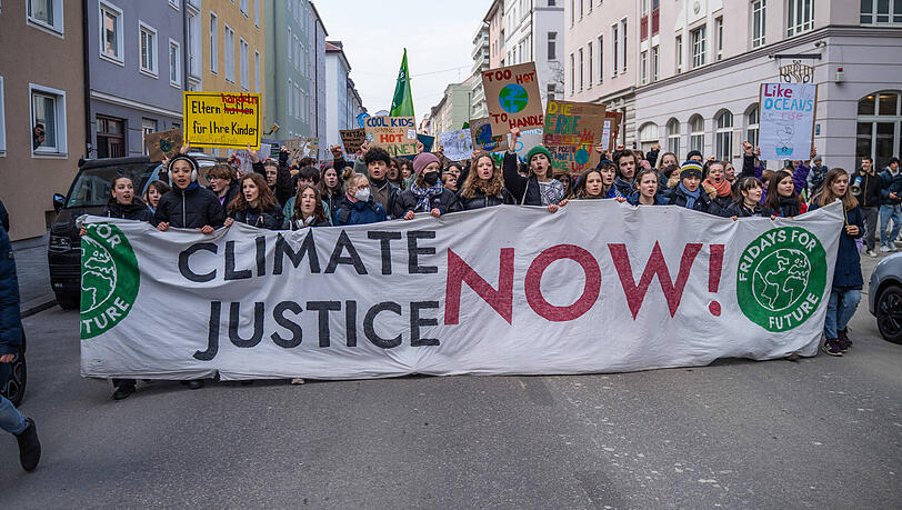 FFF-Aktivisten beim globalen Klimastreik Anfang März.