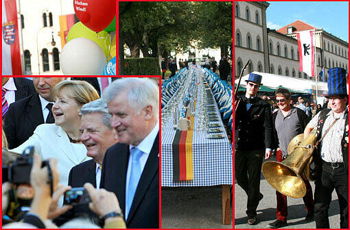 Die Münchner Innenstadt steht ganz im Zeichen der Deutschen Einheit. Auch Kanzlerin Merkel und Bundespräsident Gauck sind in der Stadt. Die Bilder.