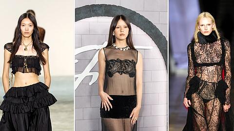 Dark Boho Chic erobert die Laufstege und die Red Carpets: Gesehen beim Label Chloé, an Schauspielerin Mia Goth und bei den Kreationen von Alexander McQueen.