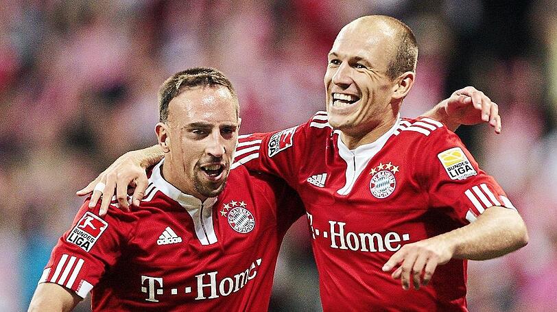 Seit 2009 gemeinsam als Traumpaar "Robbéry" beim FC Bayern: Franck Ribéry (l.) und Arjen Robben.