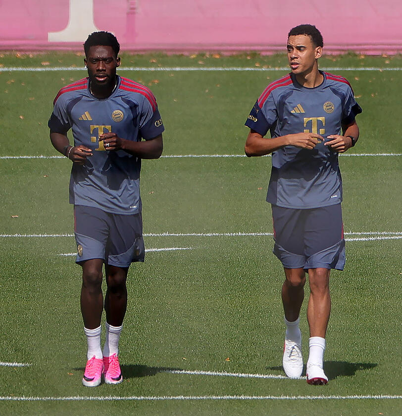 Reha-Training: Alphonso Davies (l.) und Jamal Musiala.