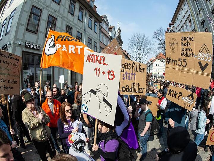 Protest gegen die geplante EU-Urheberrechtsreform in Göttingen.