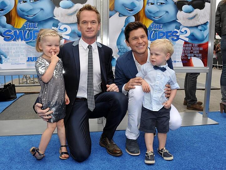 Neil Patrick Harris und Familie bei der Premiere von "Die Schlümpfe 2"
