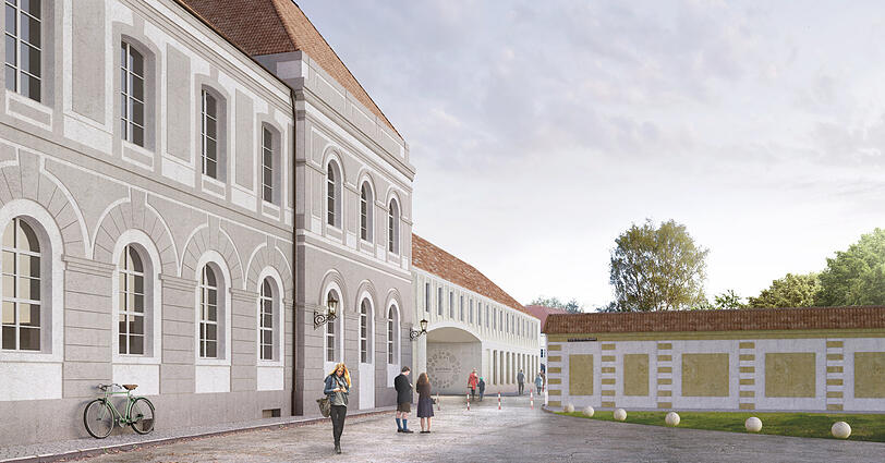 An der neuen Fassade (hinten) nehmen Kritiker Anstoß, die Architekten haben bereits ihre Entwürfe angepasst.