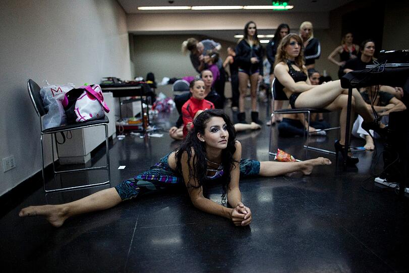 Backstage bei der südamerikanischen Pole Dance-Meisterschaft.