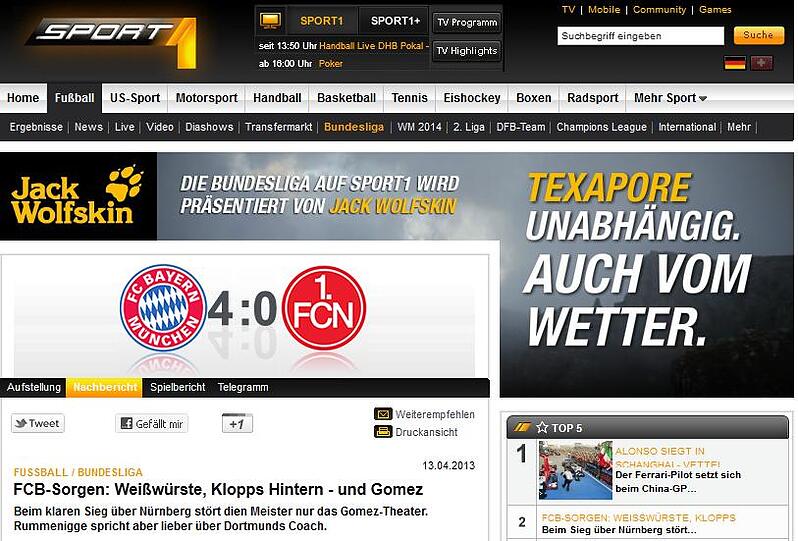 Sport1 fand gar Sorgen der Bayern wegen eines Gomez-Transfergerüchts.