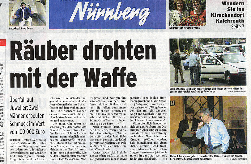 So berichtete die Abendzeitung im Juni 2004 über den Raubüberfall auf Goldschmiedemeister Udo Makosch.