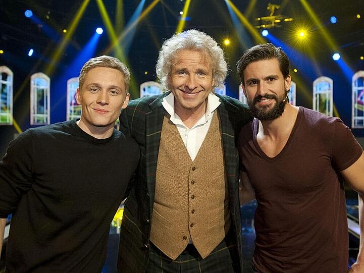 Thomas Gottschalk mit seinen beiden Gästen: Matthias Schweighöfer und Tom Beck