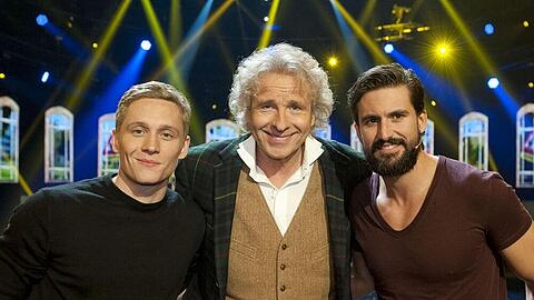 Thomas Gottschalk mit seinen beiden Gästen: Matthias Schweighöfer und Tom Beck