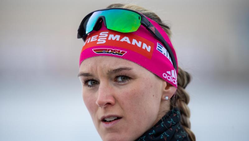 Denise Herrmann steht bei einer Trainingseinheit.