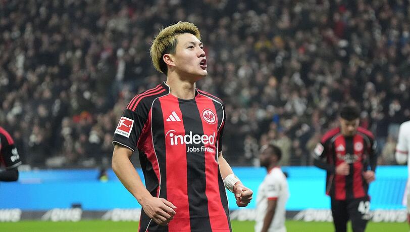 Bejubelt das 1:0 der Eintracht: Ritsu Doan. Bejubelt das 1:0 der Eintracht: Ritsu Doan.
