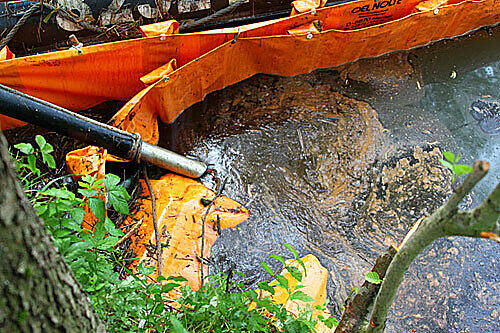 Das Fett schwimmt im Fluss