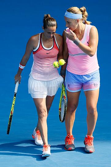 Die Russin Svetlana Kuznetsova (r) und Roberta Vinci aus Italien.