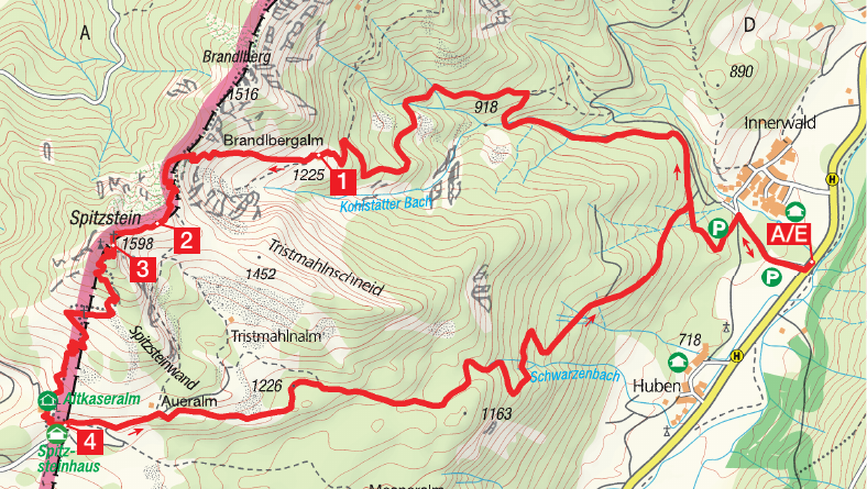 Tour Spitzstein-Nordseite Tour Spitzstein-Nordseite