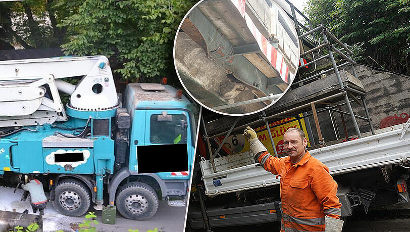 In Mooasach hat ein Lkw eine Bahnbrücke gerammt. In Mooasach hat ein Lkw eine Bahnbrücke gerammt.