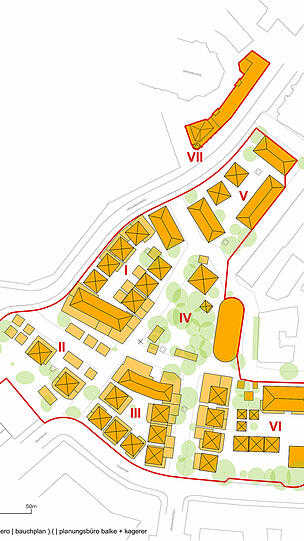 Der Lageplan des Viktualienmarkts: Dort, wo die Standl rot eingefärbt sind, soll umgebaut werden. (Zum Vergrößern bitte auf das Bild klicken).
