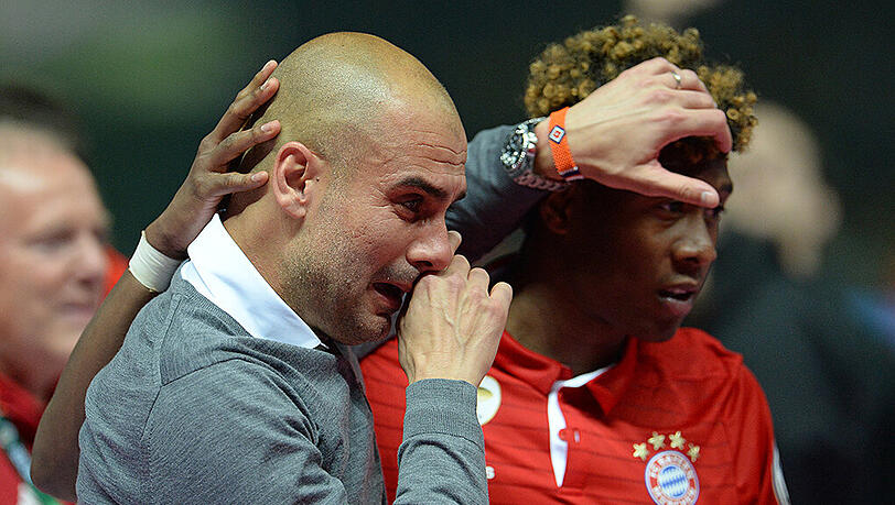Bayern-Abschied unter Tränen: Pep Guardiola (links) und David Alaba. Bayern-Abschied unter Tränen: Pep Guardiola (links) und David Alaba.