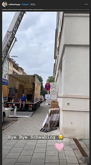 Cathy fällt der Abschied offenbar schwer: &bdquo;Bye Bye Schwabing&ldquo;.