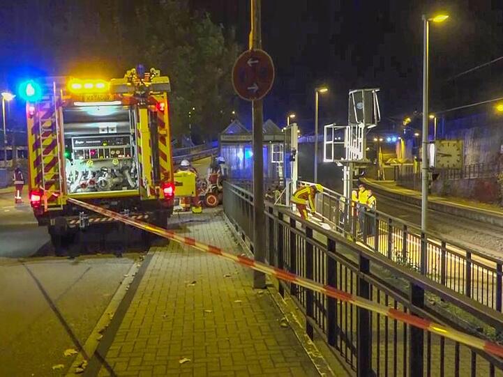 Rettungseinsatz am Unfallort in Bruchsal.
