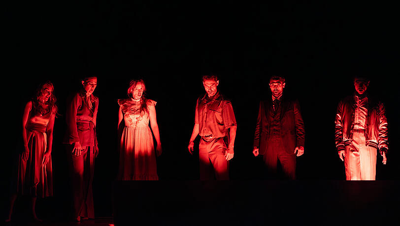 Die Überlebenden in der Scena ultima nach Don Giovannis Höllenfahrt Die Überlebenden in der Scena ultima nach Don Giovannis Höllenfahrt