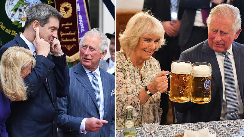 Gebirgsschützen heißen Charles willkommen. Im Hofbräuhaus geht es zünftig zu...