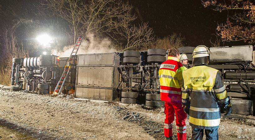 Die Tiere könnten nicht ohne Verletzung aus dem verunglückten
Lastwagen umgeladen werden.