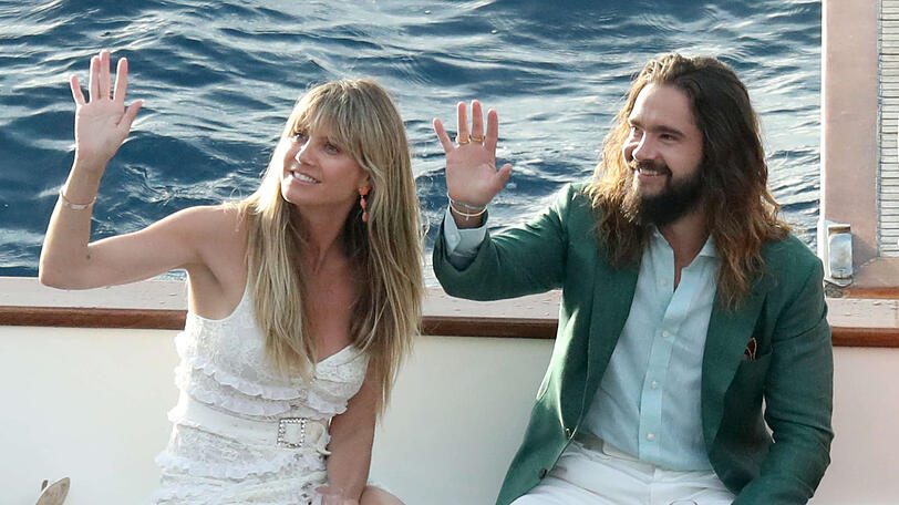 Heidi Klum und Tom Kaulitz am Freitag auf einem Boot bei Capri.