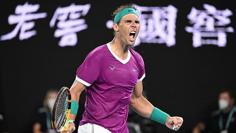 Rafael Nadal feiert den Gewinn des dritten Satzes. Rafael Nadal feiert den Gewinn des dritten Satzes.