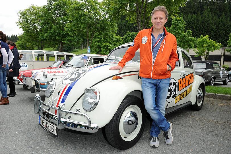 Maria Höfl-Riesch, Felix Baumgartner und Johann bei der Alpenrallye in Kitzbühel 2014. Die Bilder.