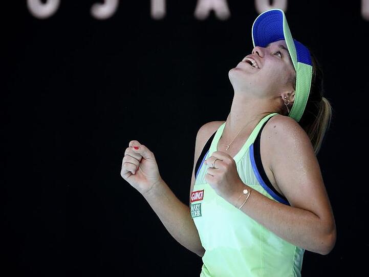 Sofia Kenin aus den USA feiert ihren Final-Einzug.
