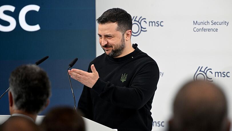 Wolodymyr Selenskyj, Präsident der Ukraine, spricht während der 60. Münchner Sicherheitskonferenz (MSC).