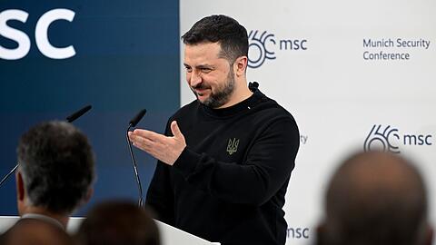 Wolodymyr Selenskyj, Präsident der Ukraine, spricht während der 60. Münchner Sicherheitskonferenz (MSC).
