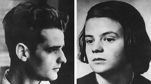 Hans und Sophie Scholl waren Gründer bzw. Mitglieder der Widerstandsgruppe "Weiße Rose" an der Münchner Universität (undatierte Aufnahmen).