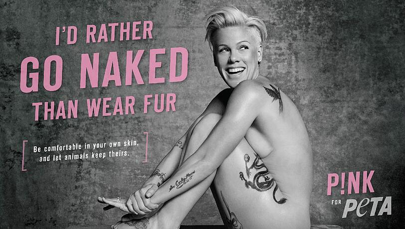 Das PETA-Motiv mit Sängerin P!nk wird am Vorabend der New Yorker Fashion Week enthüllt