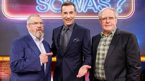 "Wer wei&szlig; denn sowas XXL - Das unvorstellbare Wissensquiz mit Kai Pflaume" diesmal unter anderem mit den beiden "Tatort"-Stars Dietmar B&auml;r (l.) und Harald Krassnitzer.