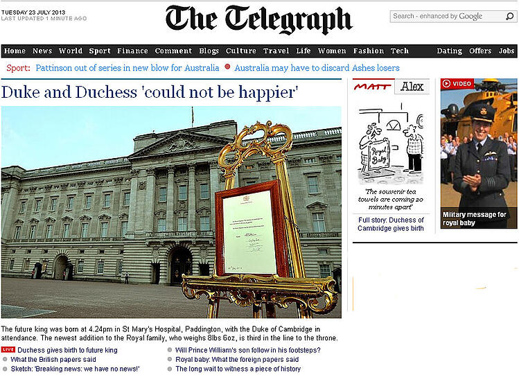 Der "Dayly Telegraph" schreibt: "Herzog und Herzogin könnten nicht glücklicher sein"