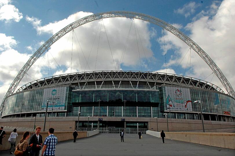Auch englische Fans werden hier mitfiebern: Das Finale der Champions League findet in Wembley statt