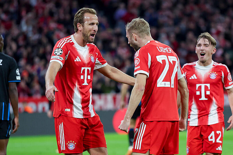 Dank von Harry Kane (l.): Laimer legt das 2:0 vor. Dank von Harry Kane (l.): Laimer legt das 2:0 vor.
