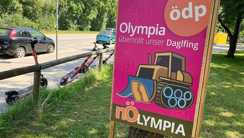 Das Bild zeigt ein Protestplakat gegen eine mögliche Bewerbung Münchens für Olympische Spiele. Das Bild zeigt ein Protestplakat gegen eine mögliche Bewerbung Münchens für Olympische Spiele.